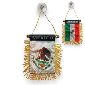 Mexico Flag - Car Double Sided Mini Banner, Window, Rearview Mirror Hanging